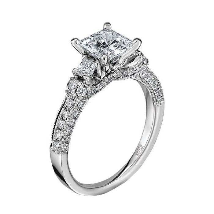 14k White Gold Tiara Engagement Ring Mounting
