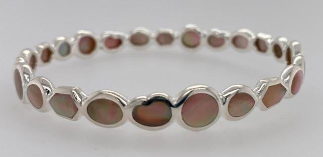 Stone Bangle in Sterling Silver