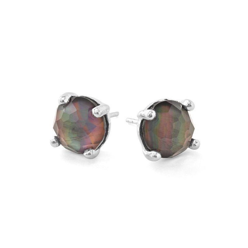 Sterling Silver Rock Candy Black Stud Earrings