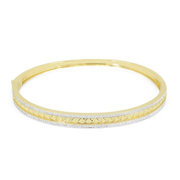 14k Yellow Gold Polished Pave Diamond Bangle Bracelet