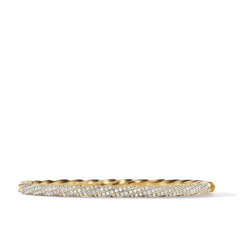 Cable Edge Bracelet in Recycled 18K Yellow Gold with Full Pavé Diamonds