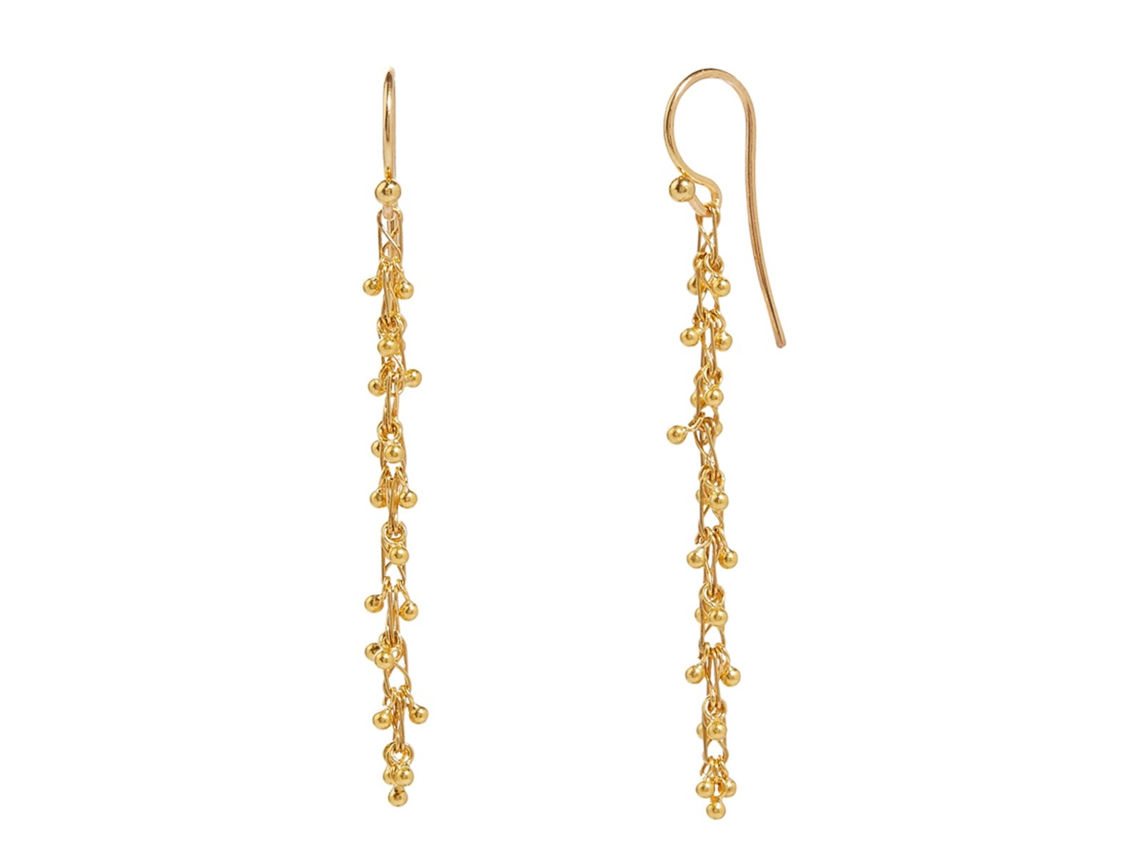 24k Yellow Gold CrissCross Chain Earrings