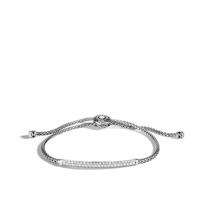 Silver Classic Chain Diamond Bar Bracelet