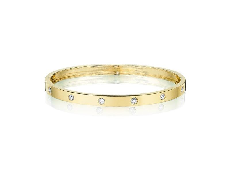 18k Yellow Gold Moderne Diamond Bangle Bracelet