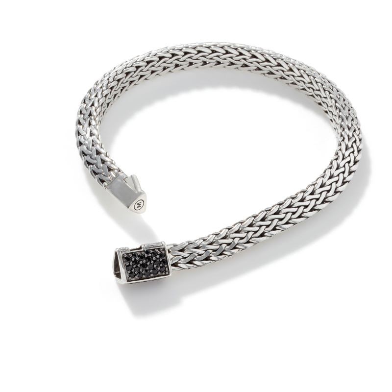 Silver Classic Chain Black Sapphire Tiga Bracelet