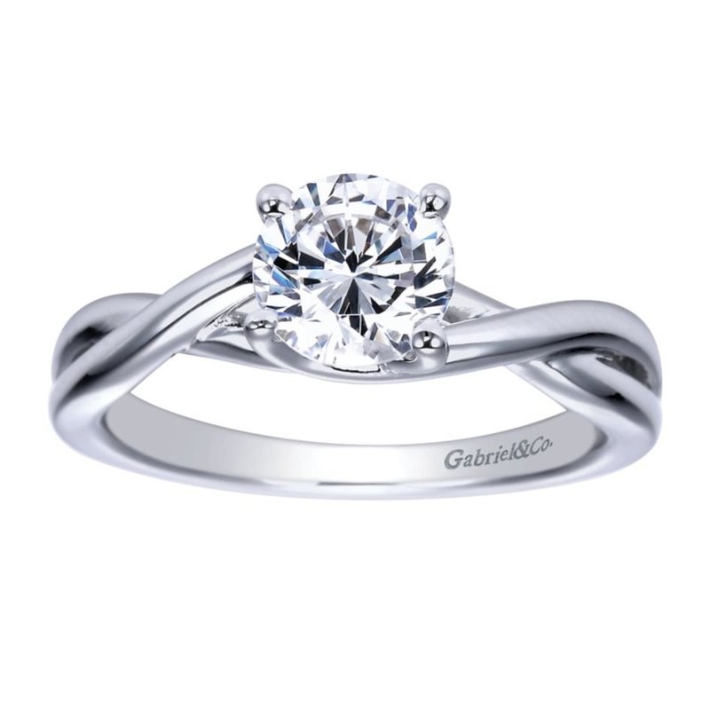14k White Gold Polished Twist Diamond Engagement Ring Mounting