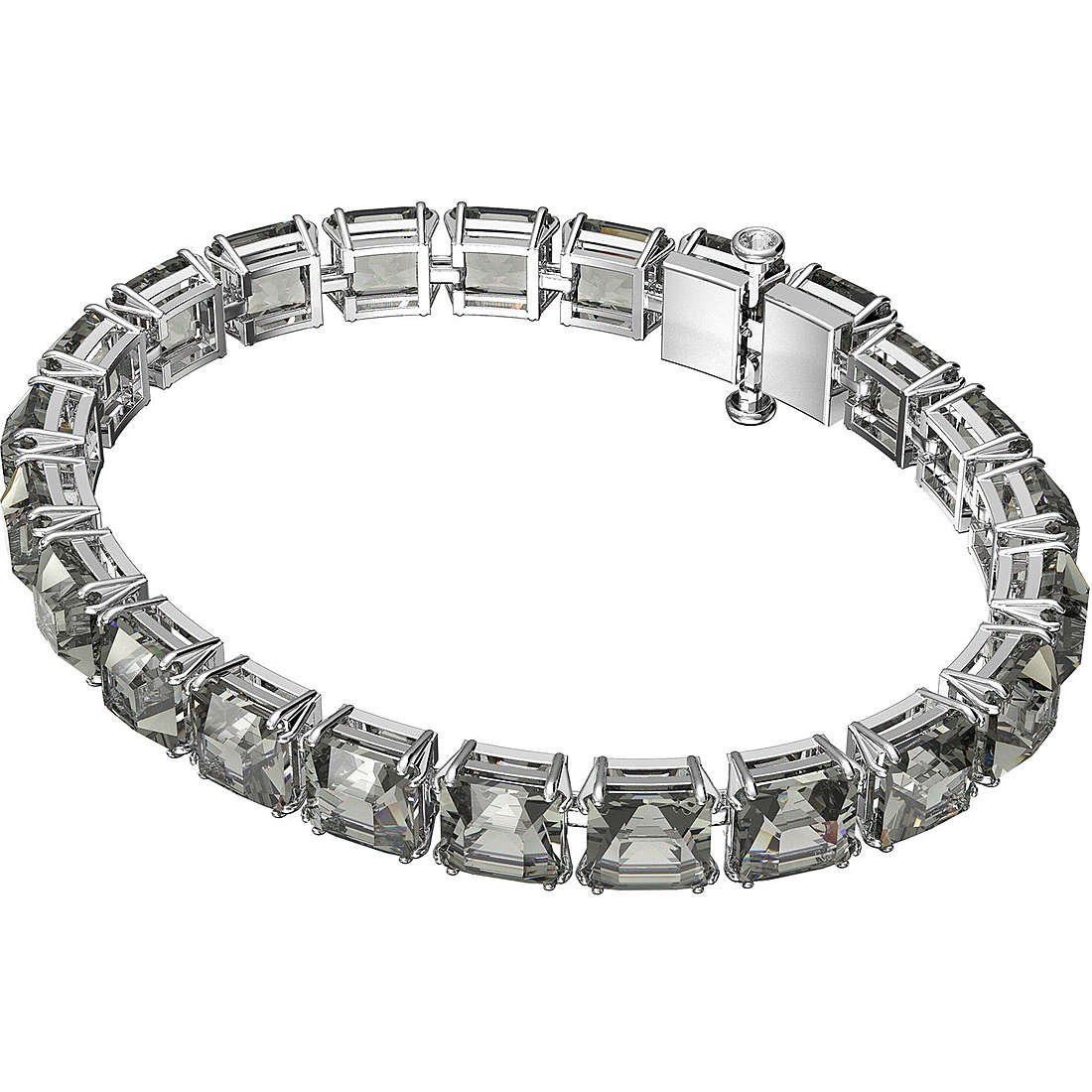 Ruthenium Plated Millenia Grey Crystal Bangle Bracelet
