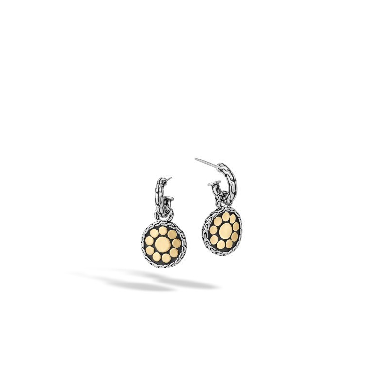 Silver and 18k Yellow Gold Small Dot Drop Earrings