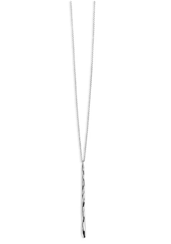 Classico Long Squiggle Stick Silver Pendant Necklace
