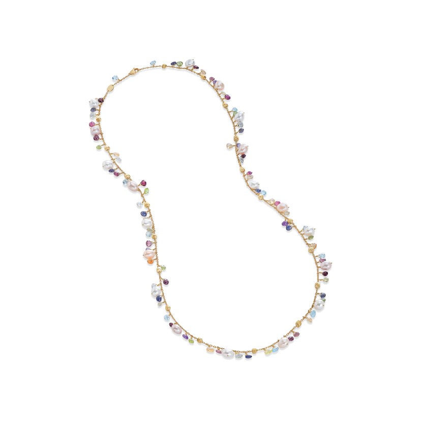 18k Yellow Gold Paradise Mixed Stone & Pearl Necklace