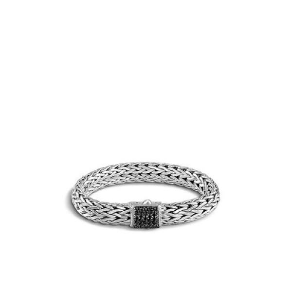 Silver Large Carved Black Sapphire Bracelet