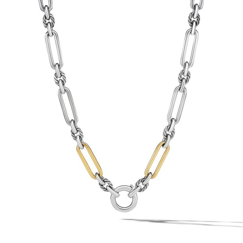 Silver and 18k Yellow Gold Lexington Cable Link Necklace