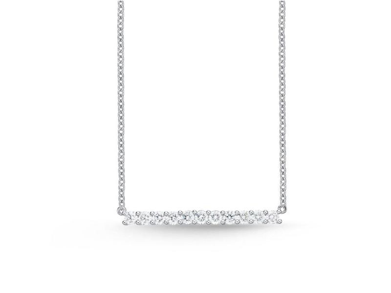 18k White Gold 11 Diamond Bar Necklace
