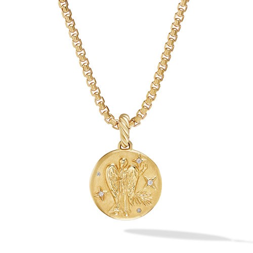 Virgo Amulet in 18K Yellow Gold with Diamonds