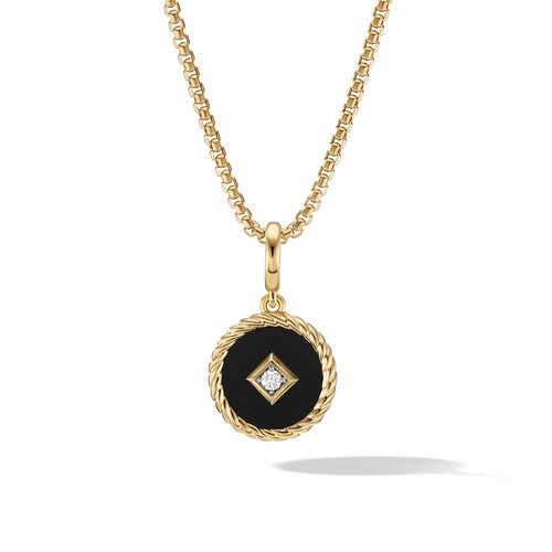Cable Collectibles® Black Enamel Charm in 18K Yellow Gold with Center Diamond