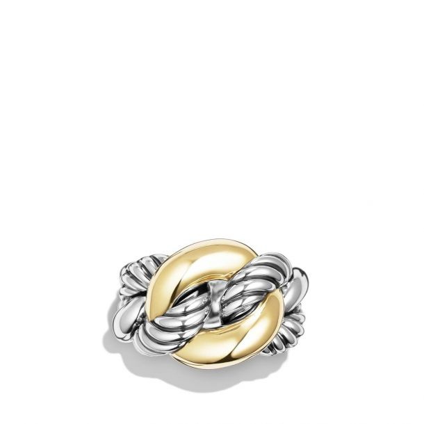 Silver and 18k Yellow Gold Belmont Curb Link Ring