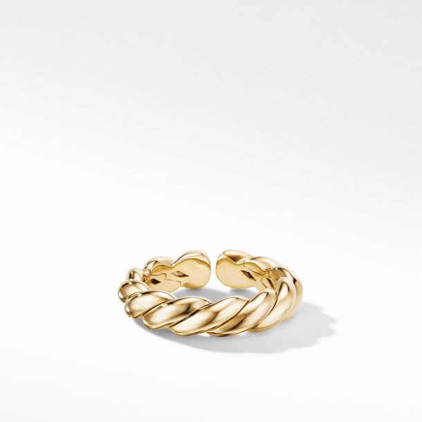 18k Yellow Gold Paveflex Single Row Cable Ring