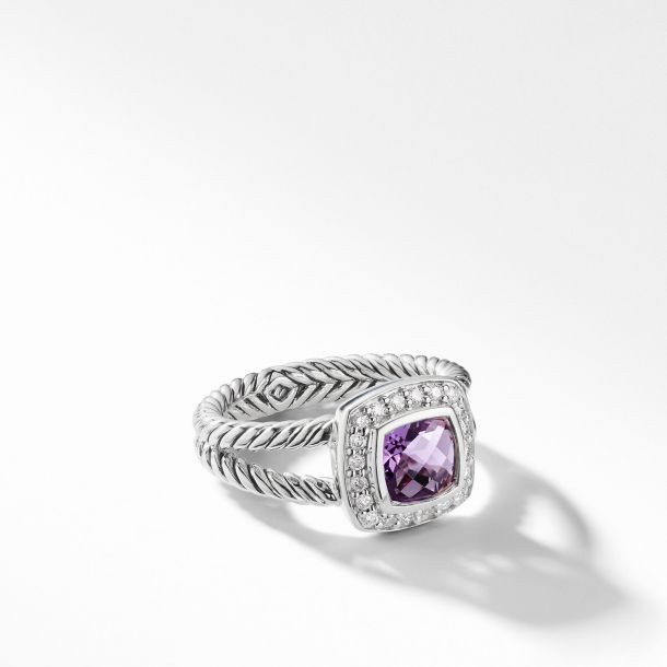 Petite Albion Ring with Amethyst and Diamonds