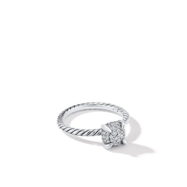 Silver Chatelaine Prong Set Diamond Ring