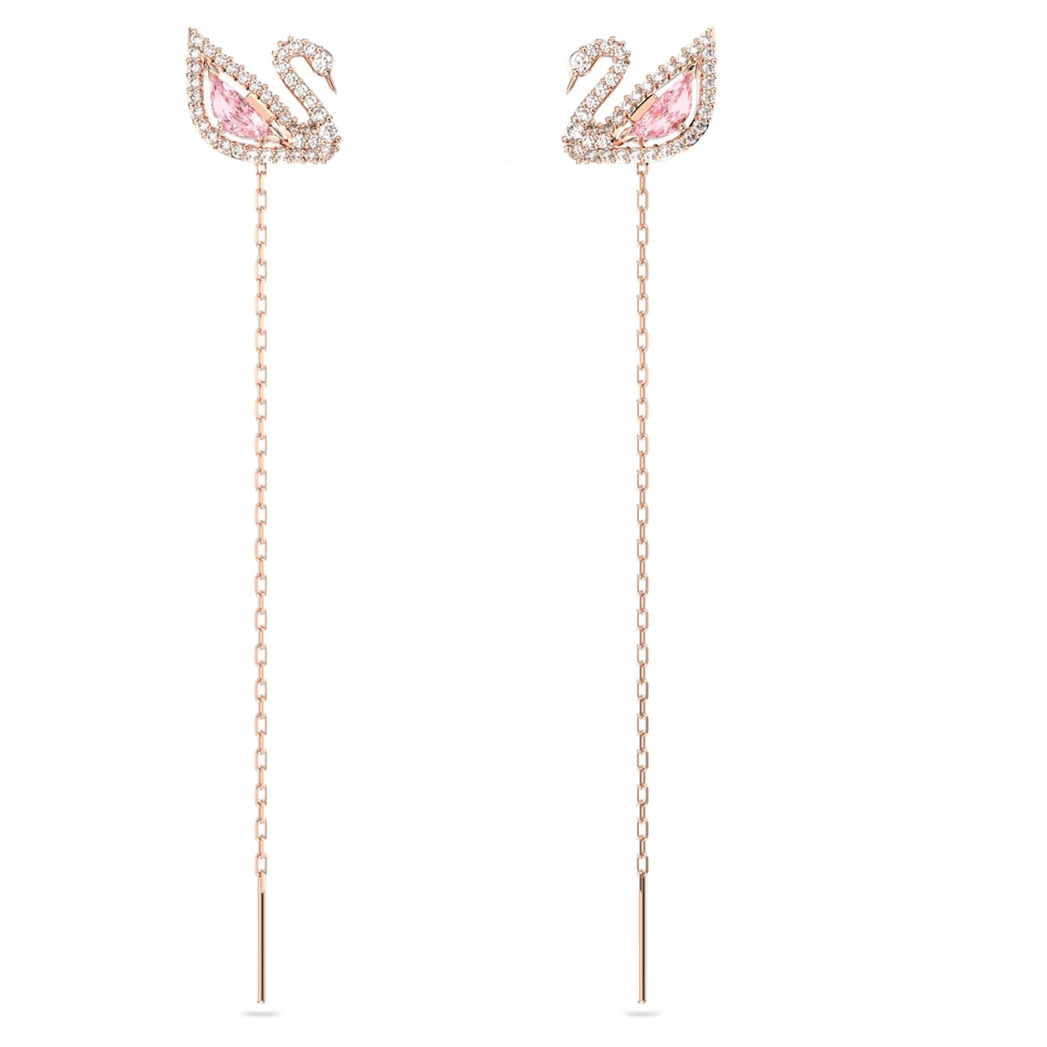 Dazzling Swan Clear Pink Crystal Long Earrings
