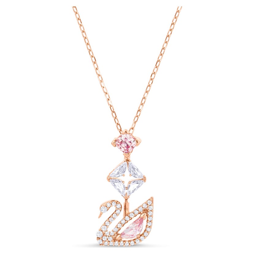 Rose Gold Tone Plated Dazzling Swan Necklace