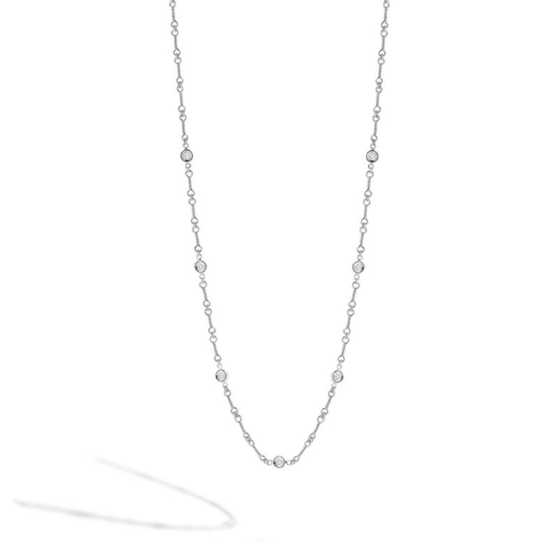 18k 7 Bezel Diamond Twist Link Necklace