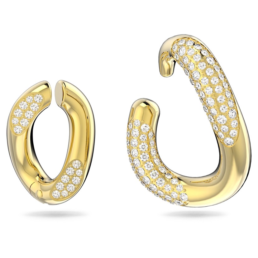 Dextera Gold Toned Pave White Crystal Hoop Ear Cuffs