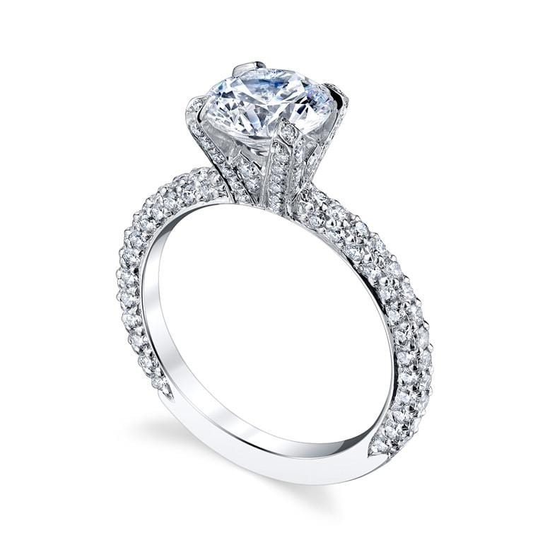 Platinum 3 Sided Engagement Ring Mounting