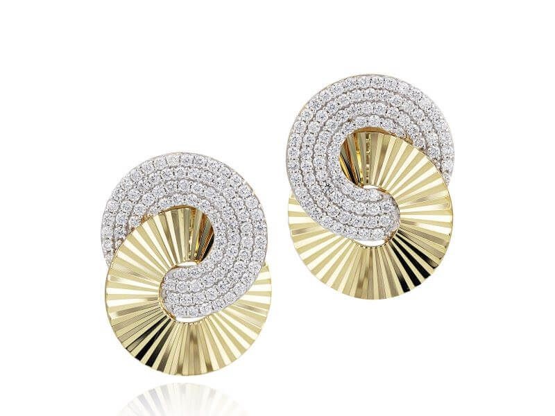 14k Yellow Gold Large Aura Diamond Stud Earrings
