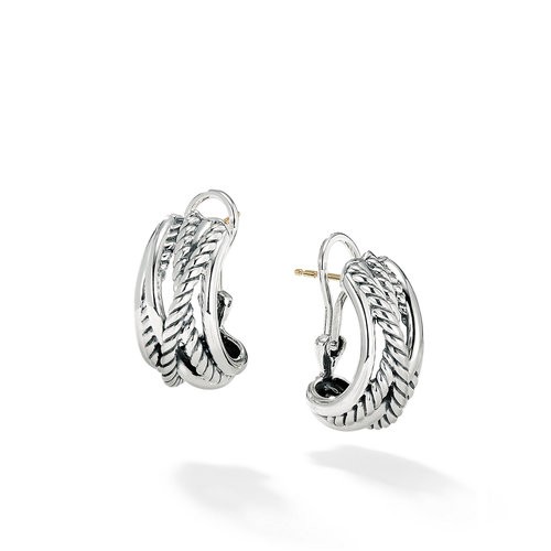 Crossover Shrimp Earrings in Sterling Silver