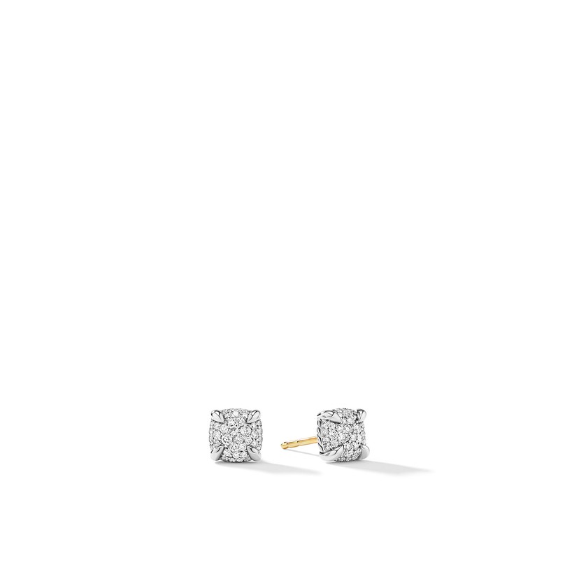 Silver Diamond Stud Earrings