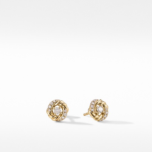 Petite Infinity Stud Earrings in 18K Yellow Gold with Diamonds