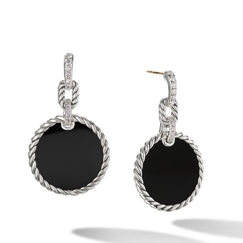 DY Elements® Convertible Drop Earrings in Sterling Silver with Black Onyx and Pavé Diamonds