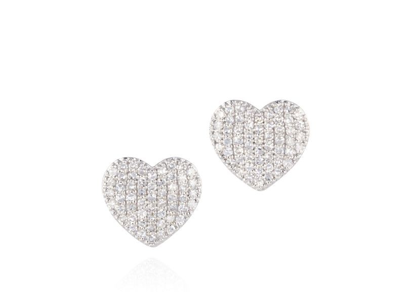 14k Yellow Gold Infinity Small Diamond Heart Stud Earrings