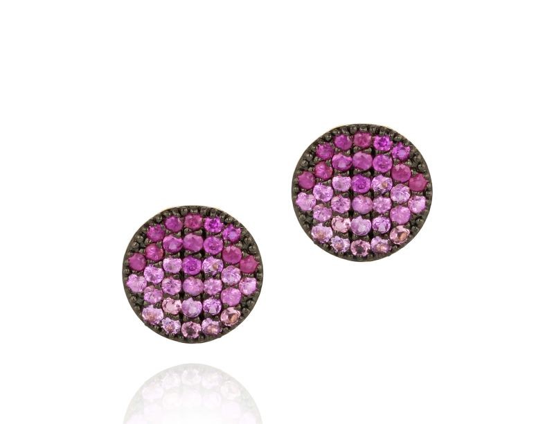 14k Yellow Gold Small Infinity Pink Sapphire Stud Earrings