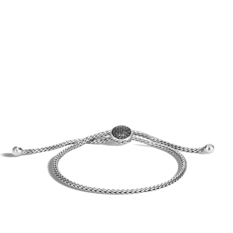 Silver Classic Chain Black Sapphire Slide Bracelet