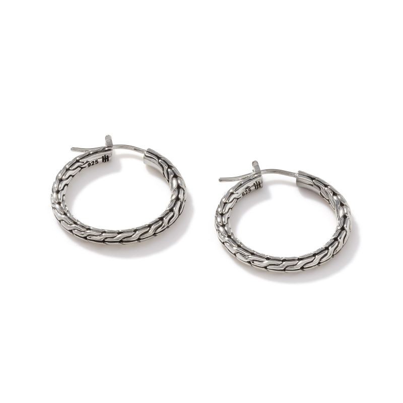 Silver Classic Chain Small Hoop Earrings