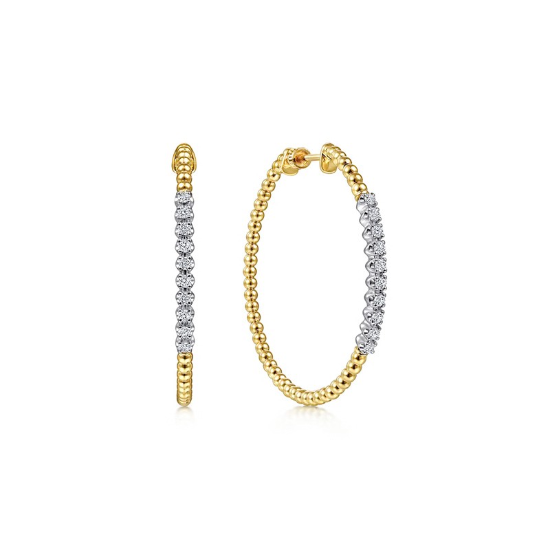 14K Two-Tone Gold Bujukan Diamond Classic Hoop Earrings