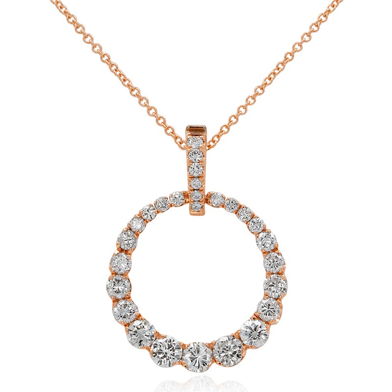 18k Rose Gold Open Circle Diamond Necklace