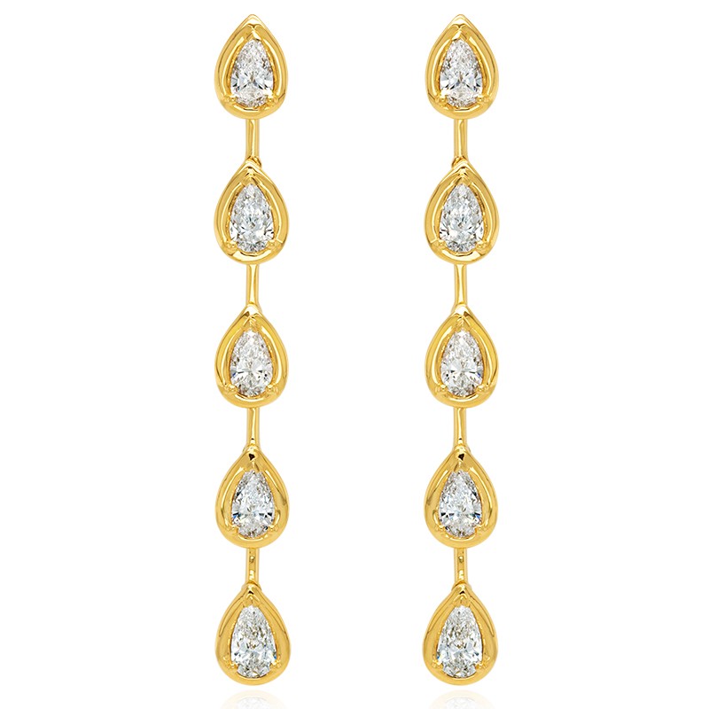 18k Yellow Gold Diamond Drop Earrings