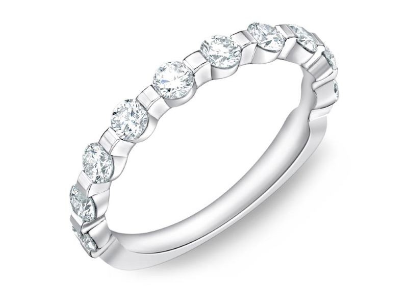 18k White Gold 10 Stone Diamond Band Ring