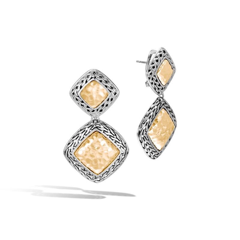 Silver and 18k Yellow Gold Classic Double Drop Earrings