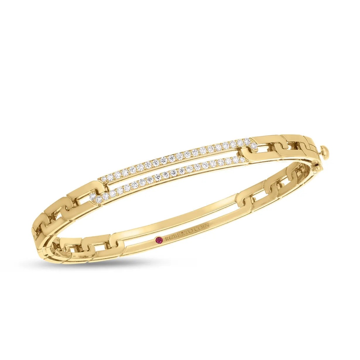 18K Yellow Gold Navarra Pave Extended Link Bangle