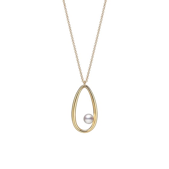 18K Yellow Gold Moon Dew Akoya Pearl Pendant