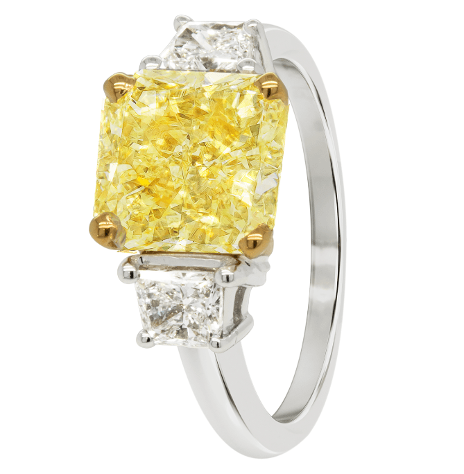 3.07 ct. Natural Fancy Yellow Diamond Ring