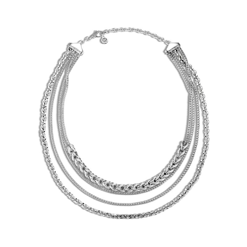 Silver Asli Classic Chain 4 Row Drape Necklace