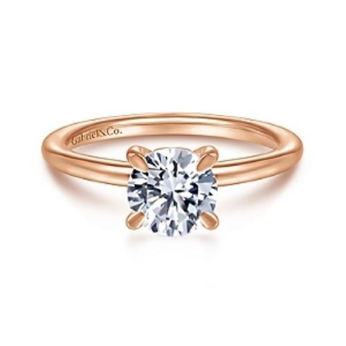 14k Rose Gold Round Engagement Ring Mounting