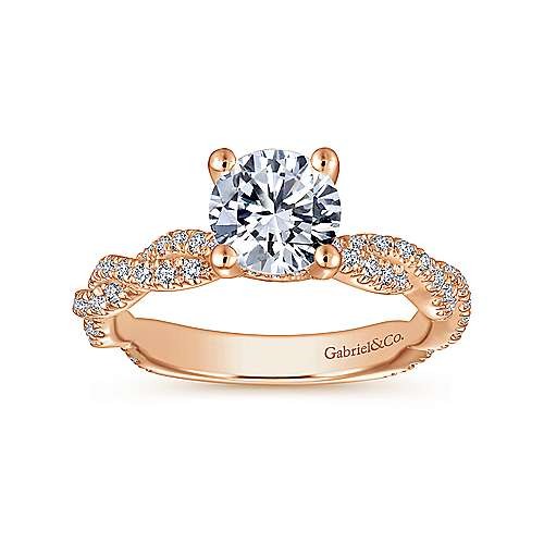 14k Rose Gold Diamond Twist Shoulder Engagement Mounting