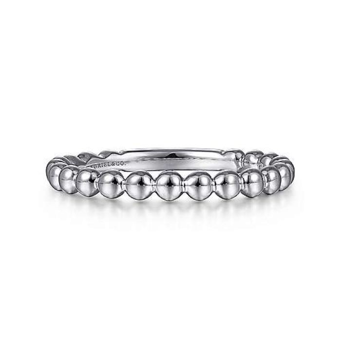 14k White Gold Polished Bead Stack Ring