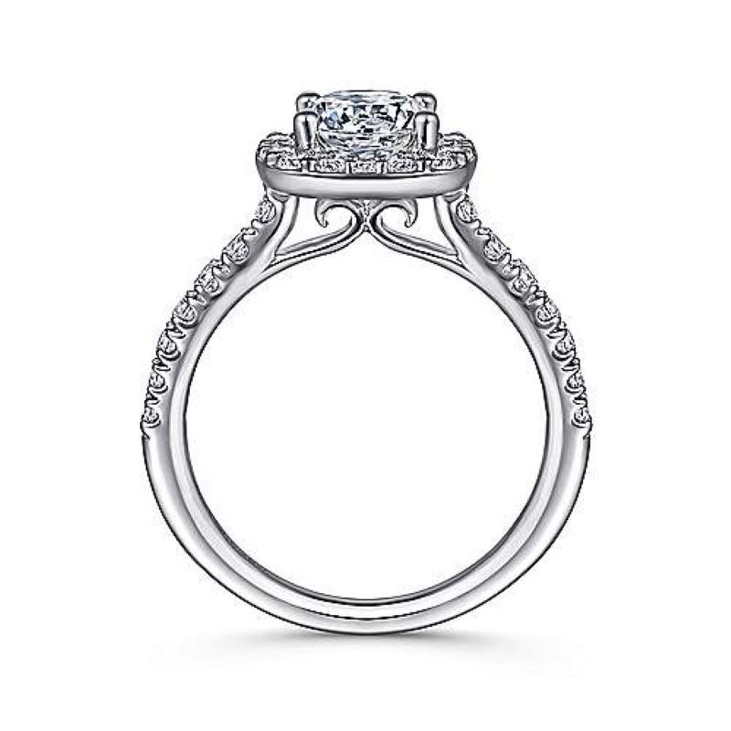 14k White Gold Halo Engagement Ring Mounting